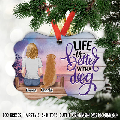 Life With Dogs - Personalized Custom Aluminum Ornament