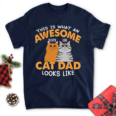 Awesome Cat Dad - Personalized Custom Unisex T-shirt