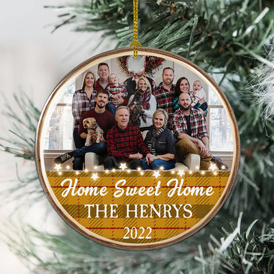 Home Sweet Home - Personalized Custom Circle Ceramic Christmas Ornament