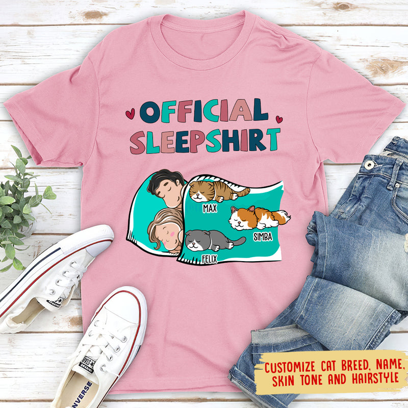 Cat Official Sleepshirt For Couple - Personalized Custom Unisex T-shirt