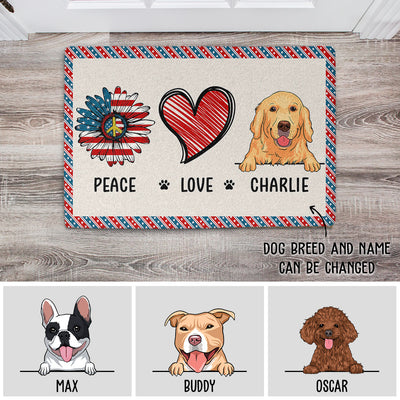 Peace Love Dog - Personalized Custom Doormat