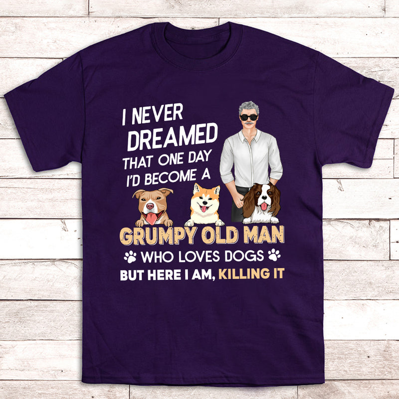 Old Man And Dog - Personalized Custom Unisex T-shirt