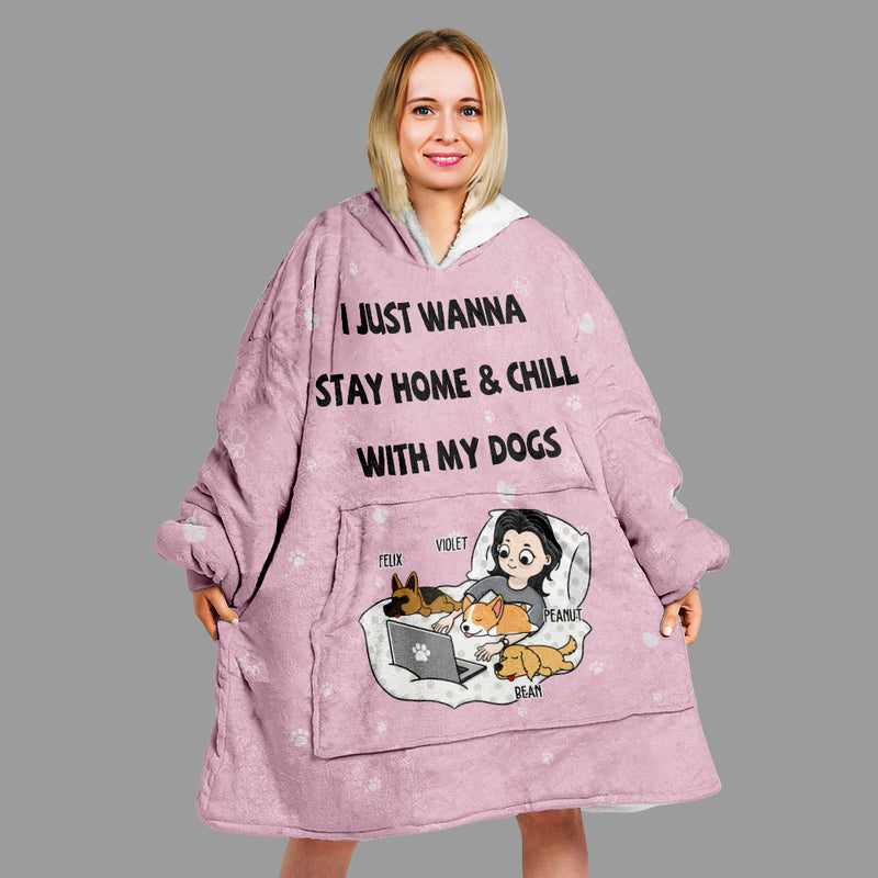 Stay Home And Chill - Personalized Custom Blanket Hoodie