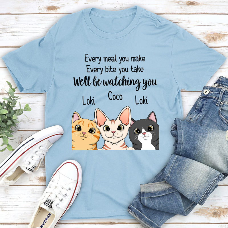 Watching You Peeking Cat - Personalized Custom Unisex T-shirt
