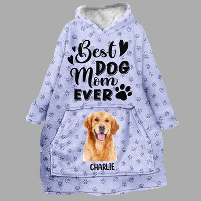Best Dog Mom - Personalized Custom Photo Blanket Hoodie