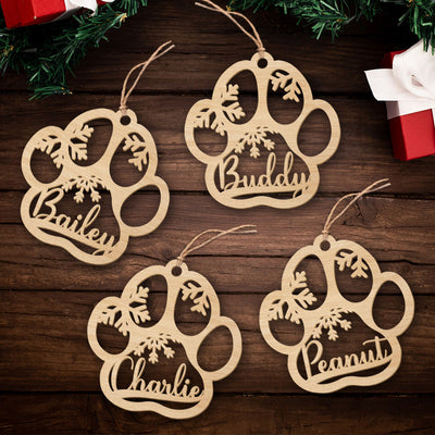 Dog Paw - Personalized Custom 1-layered Wood Ornament