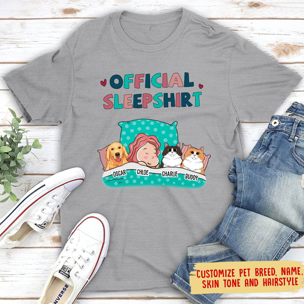 Pet Official Sleepshirt Custom Pets Lover Personalized Cats Owner Life Unisex T-shirt