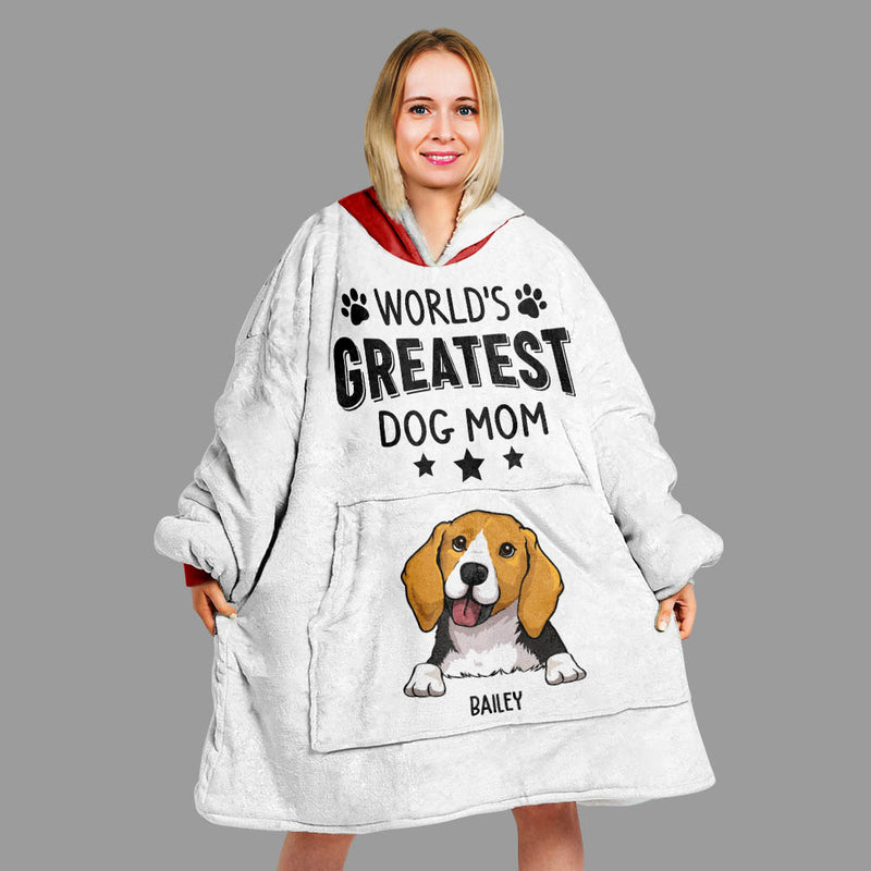 Greatest Dog Mom - Personalized Custom Blanket Hoodie