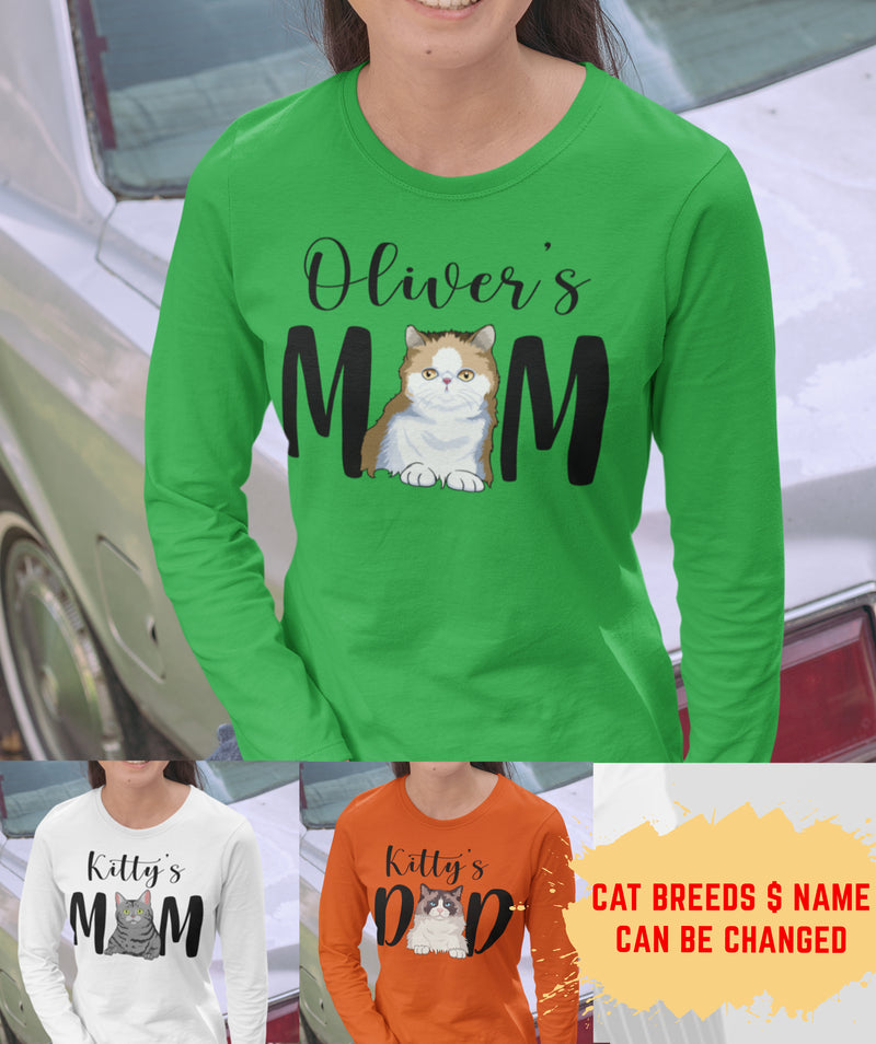 Cat Mom/Dad - Personalized Custom Unisex Long Sleeve T-shirt