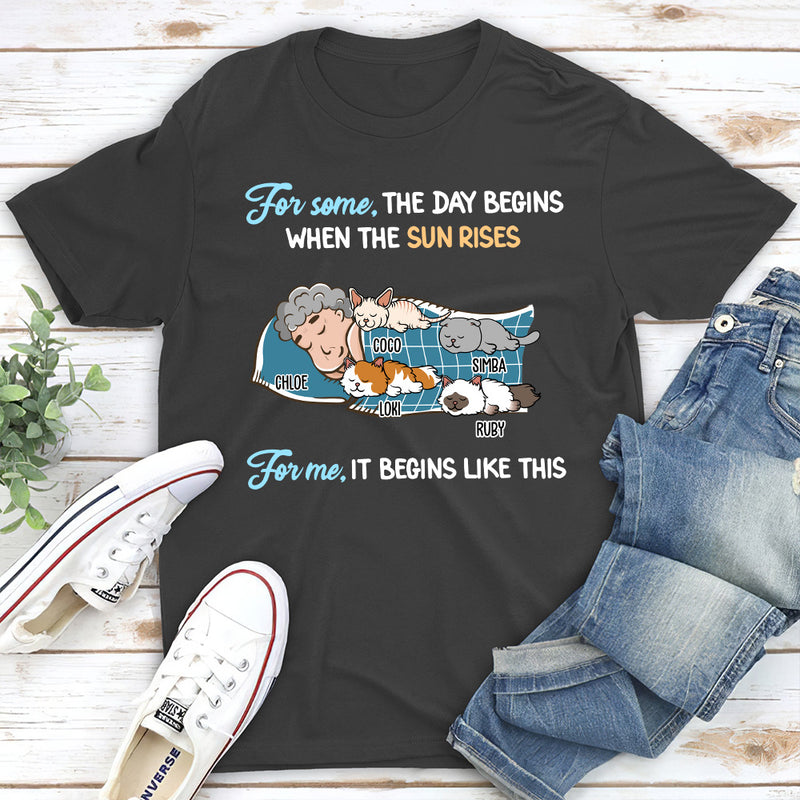 How My Day Begins - Personalized Custom Unisex T-shirt