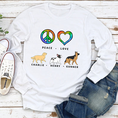 Peace Love Dog Pattern - Personalized Custom Long Sleeve T-shirt