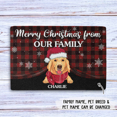 Merry Christmas Family - Personalized Custom Doormat