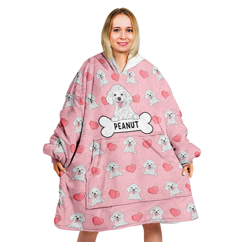 Heart Dog - Personalized Custom Blanket Hoodie