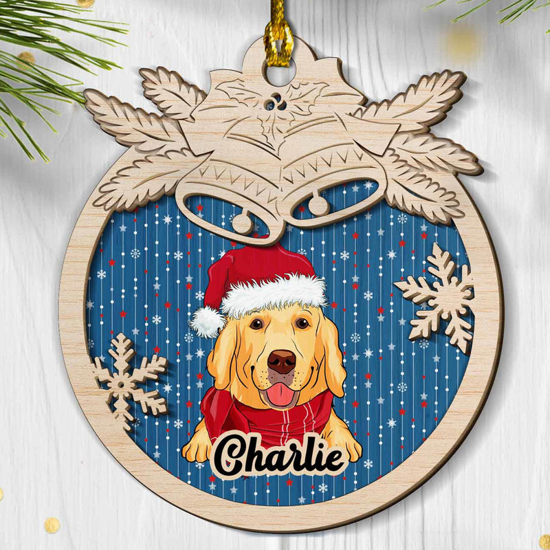 Jingle Bells Dog - Personalized Custom 2-layered Wood Ornament