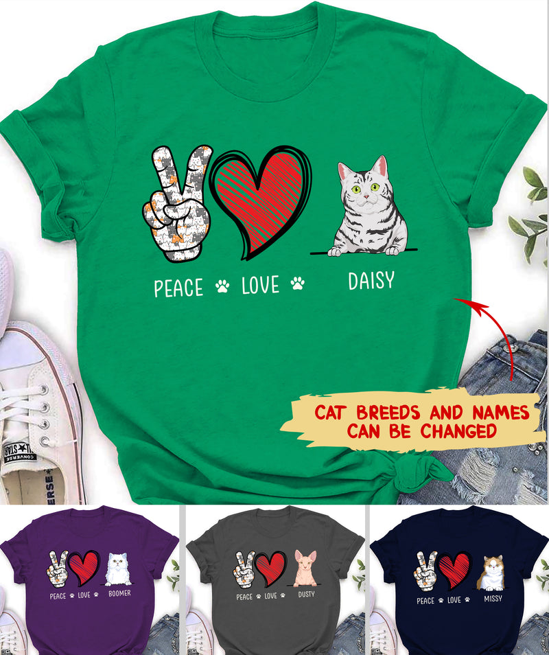 Peace Love Cat - Personalized Custom Premium T-shirt