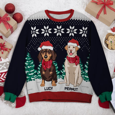 Dog And Christmas Tree - Personalized Custom All-Over-Print Sweatshirt