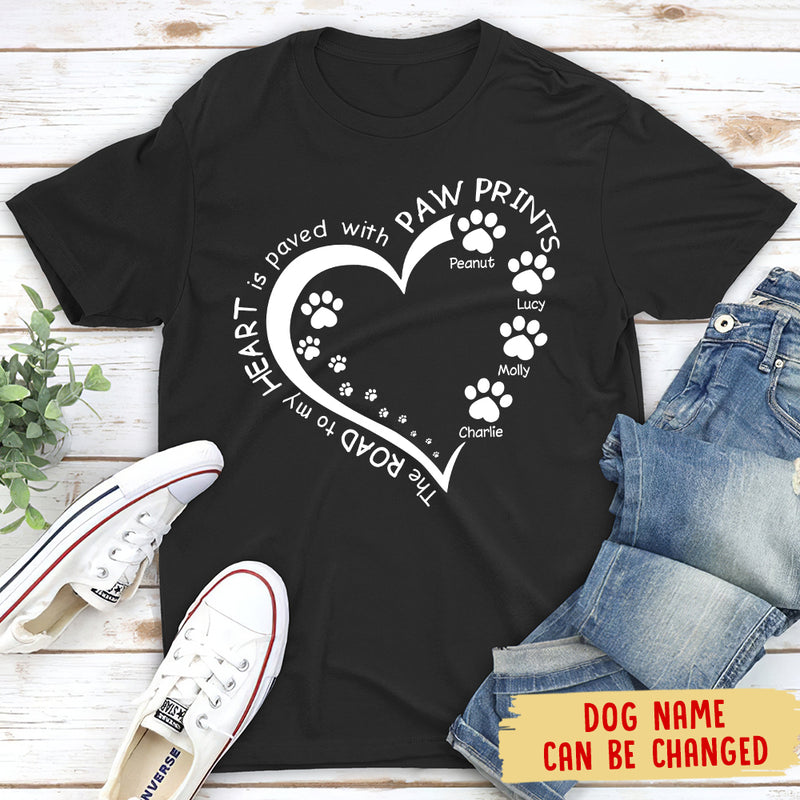 My Heart With Paw Prints - Personalized Custom Unisex T-shirt
