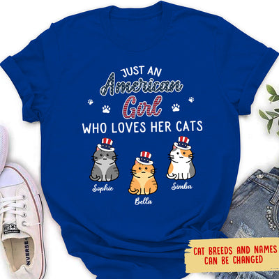 American Girl Who Loves Cats - Personalized Custom Women's T-shirt