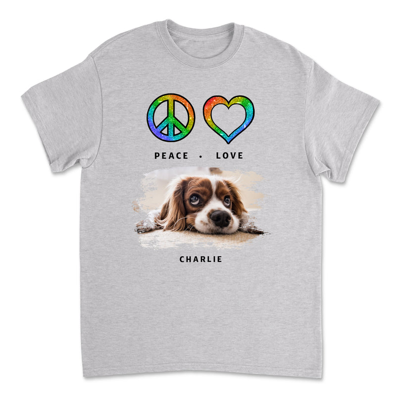 Peace Love Dog Pattern Photo - Personalized Custom Unisex T-shirt