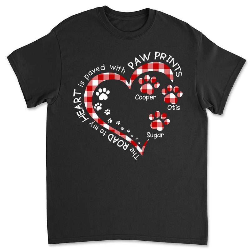 My Heart With Paw Prints - Personalized Custom Unisex T-shirt