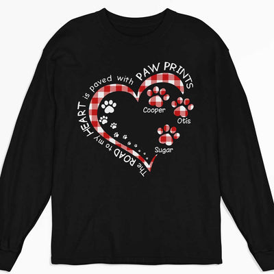 My Heart With Paw Prints - Personalized Custom Long Sleeve T-shirt