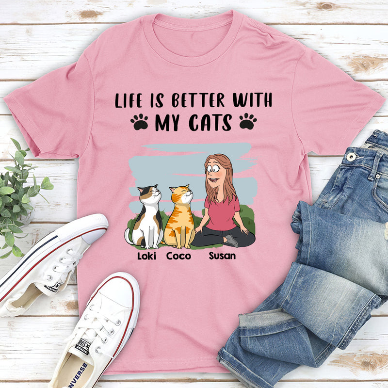 Life Is Better With Cats - Personalized Custom Unisex T-shirt