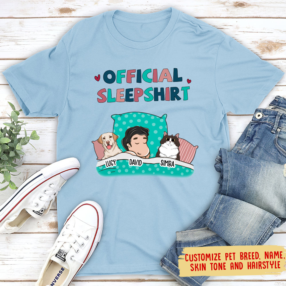 Pet Official Sleepshirt Custom Pets Lover Personalized Cats Owner Life Unisex T-shirt