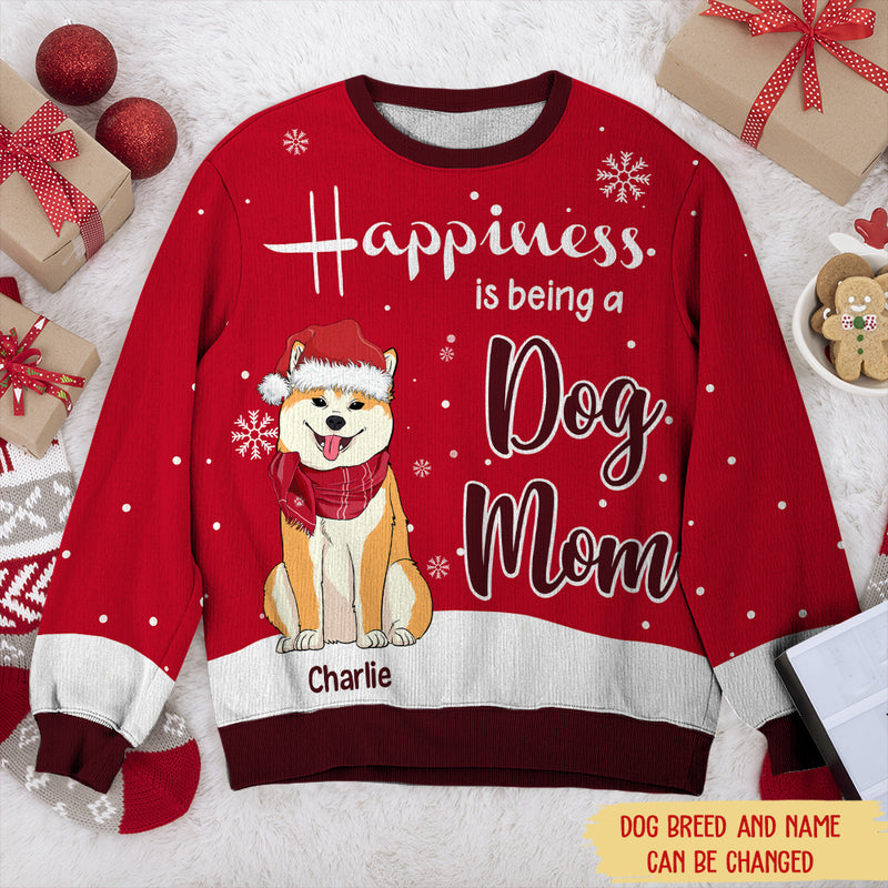 Happiness Being Dog Mom - Personalized Custom All-Over-Print Sweatshirt