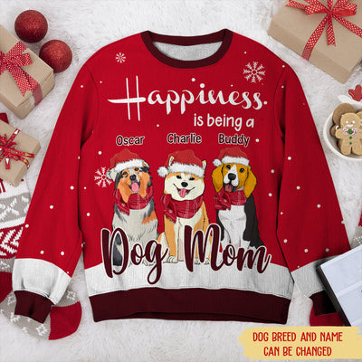 Happiness Being Dog Mom - Personalized Custom All-Over-Print Sweatshirt