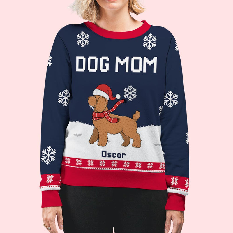 Dog Dad Mom Winter (Navy) - Personalized Custom All-Over-Print Sweatshirt