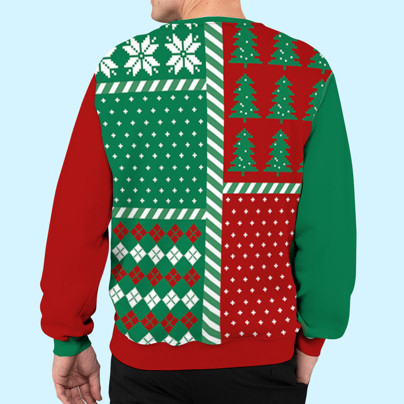 Winter Cat Patchwork - Personalized Custom All-Over-Print Sweatshirt