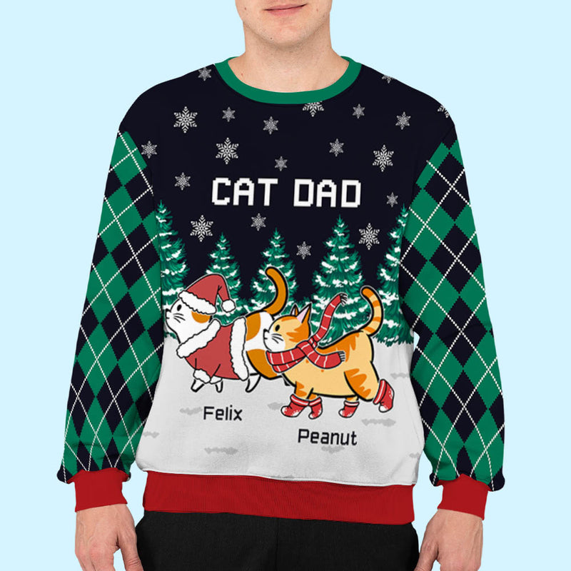 Cat Mom/Dad Walking - Personalized Custom All-Over-Print Sweatshirt