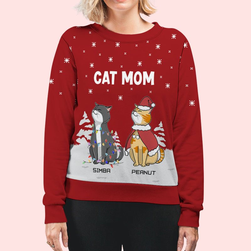 Cat And Snow - Personalized Custom All-Over-Print Sweatshirt