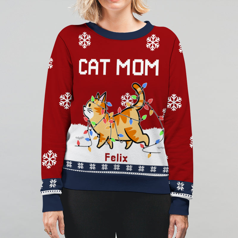 Cat Dad/Mom Winter 1 - Personalized Custom All-Over-Print Sweatshirt