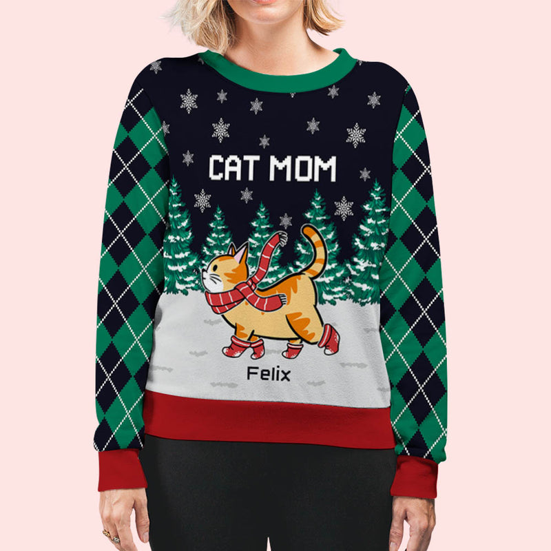 Cat Mom/Dad Walking - Personalized Custom All-Over-Print Sweatshirt
