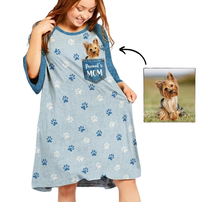 Pocket Dog Mom Photo - Personalized Custom 3/4 Sleeve Dress