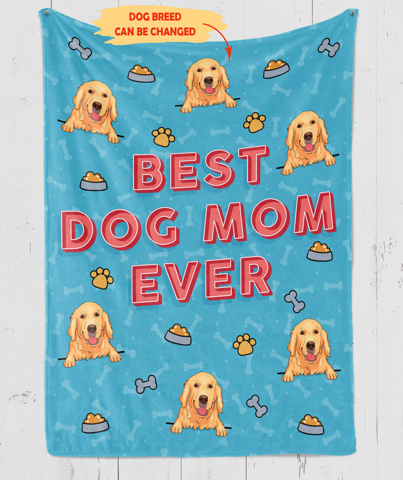 Best Dog Mom Ever - Personalized Custom Fleece Blanket, Dog Mom Gifts