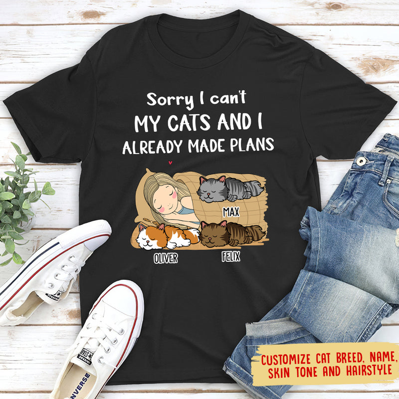 I Have Plans With My Cat - Personalized Custom Unisex T-shirt