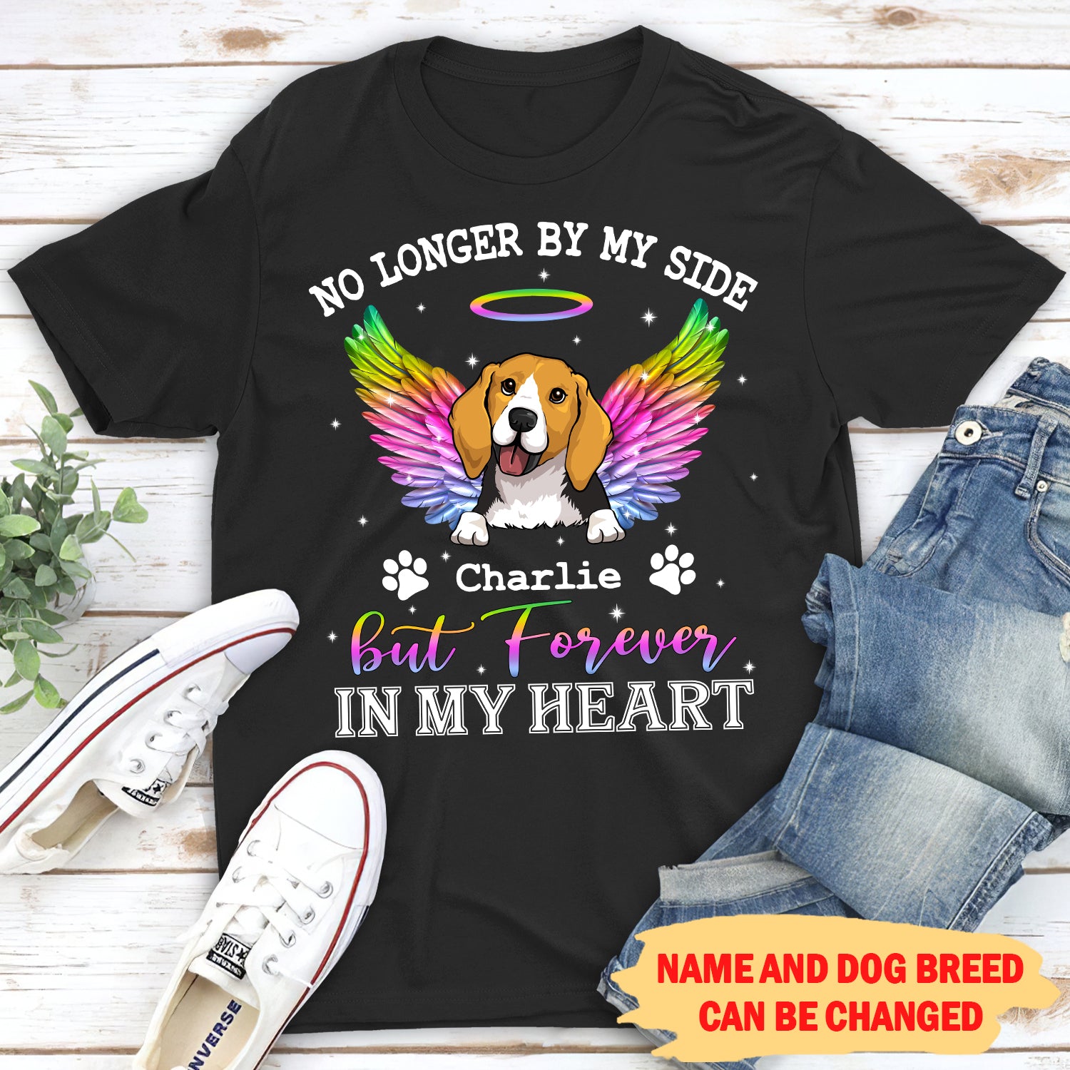No Longer By My Side But Forever In My Heart Custom Personalized Dogs Lover Unisex T-shirt