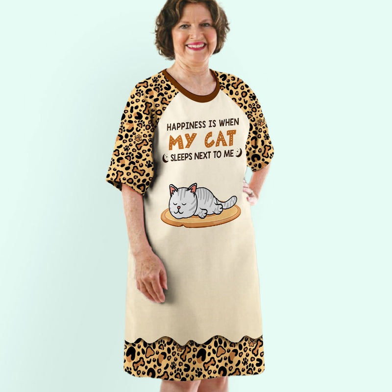 Leopard Cat Mom - Personalized Custom 3/4 Sleeve Dress