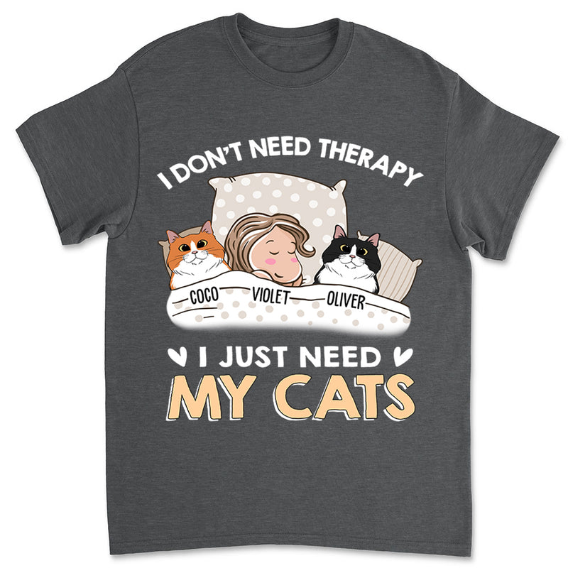 Cats Are My Therapy - Personalized Custom Unisex T-shirt