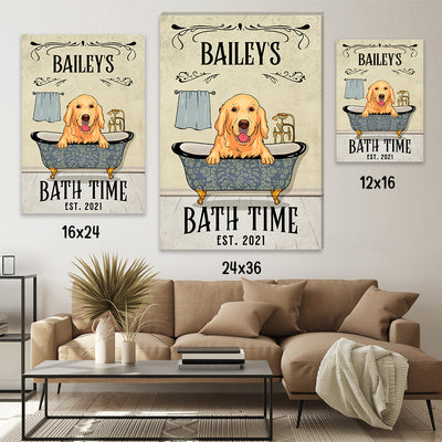 Dog's Bath Time 2 - Personalized Custom Canvas Print