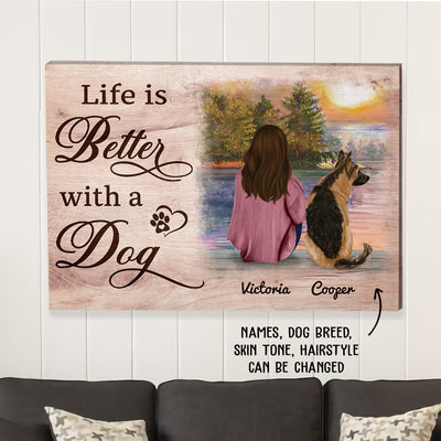 Life Is Better With Dog - Personalized Custom Canvas