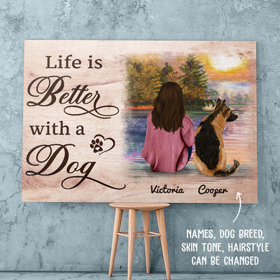 Life Is Better With Dog - Personalized Custom Canvas