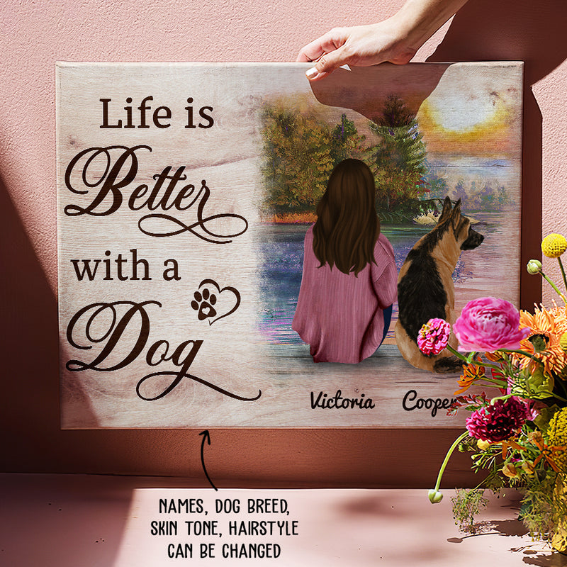 Life Is Better With Dog - Personalized Custom Canvas