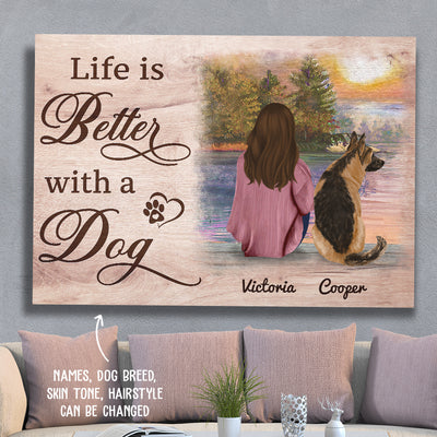 Life Is Better With Dog - Personalized Custom Canvas