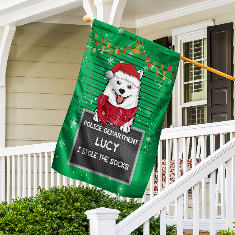 Dog Offence Christmas - Personalized Custom Garden Flag - Christmas Lawn Decor