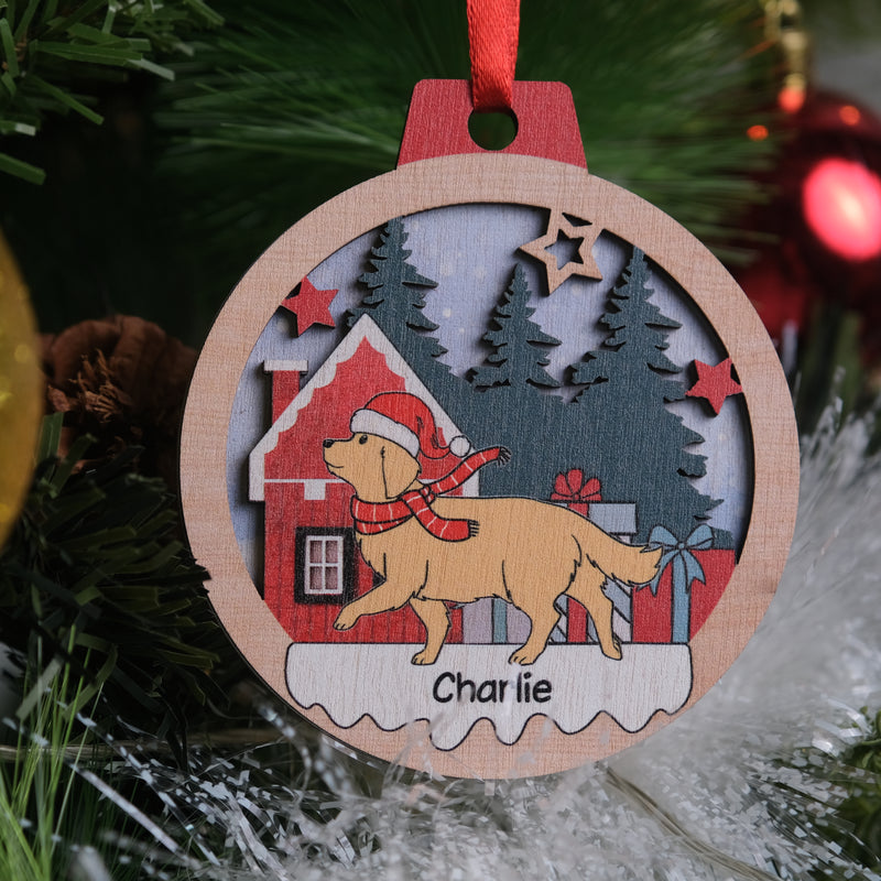 Winter Dog Walking - Personalized Custom 2-layered Wood Ornament