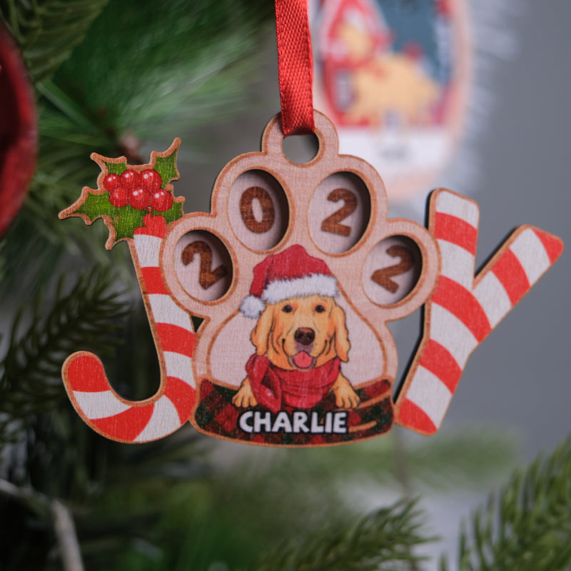 Joyful Dog - Personalized Custom 2-layered Wood Ornament