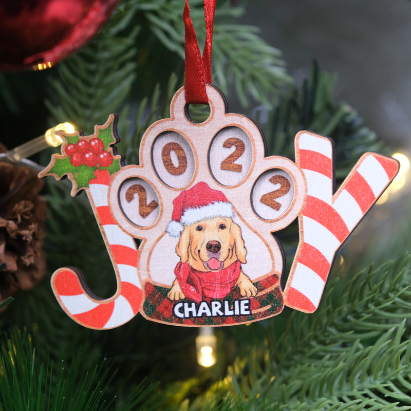 Joyful Dog - Personalized Custom 2-layered Wood Ornament